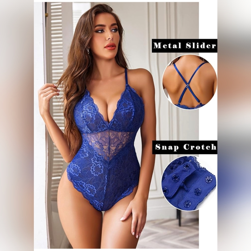 Blue lingerie bodysuit